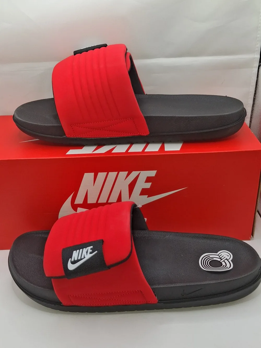 Nike Men’s Red and Black Adjustable Slide Sandals